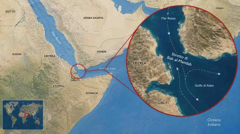 Stretto di Bab al-Mandab (Immagine generata con AI) - Tuttonotizie.eu