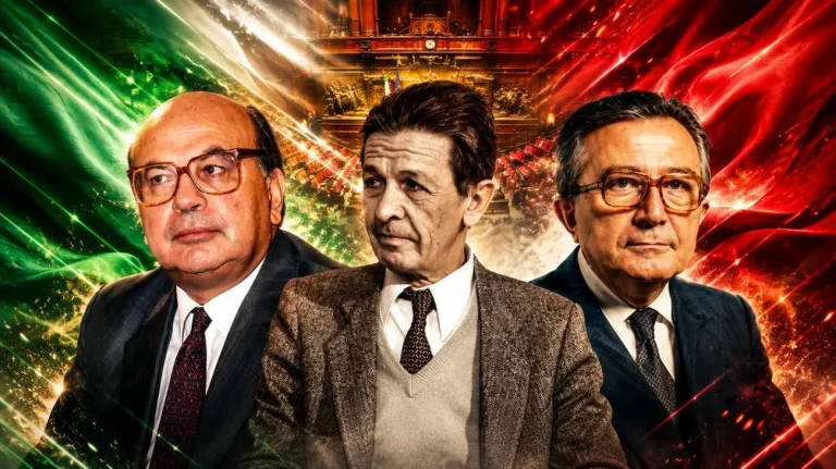 Bettino Craxi, Giulio Andreotti e Enrico Berlinguer (Immagine generata dall'AI) - Tuttonotizie.eu