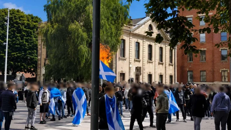 Scontri in Scozia (Immagine editata dall'AI) - Tuttonotizie.eu