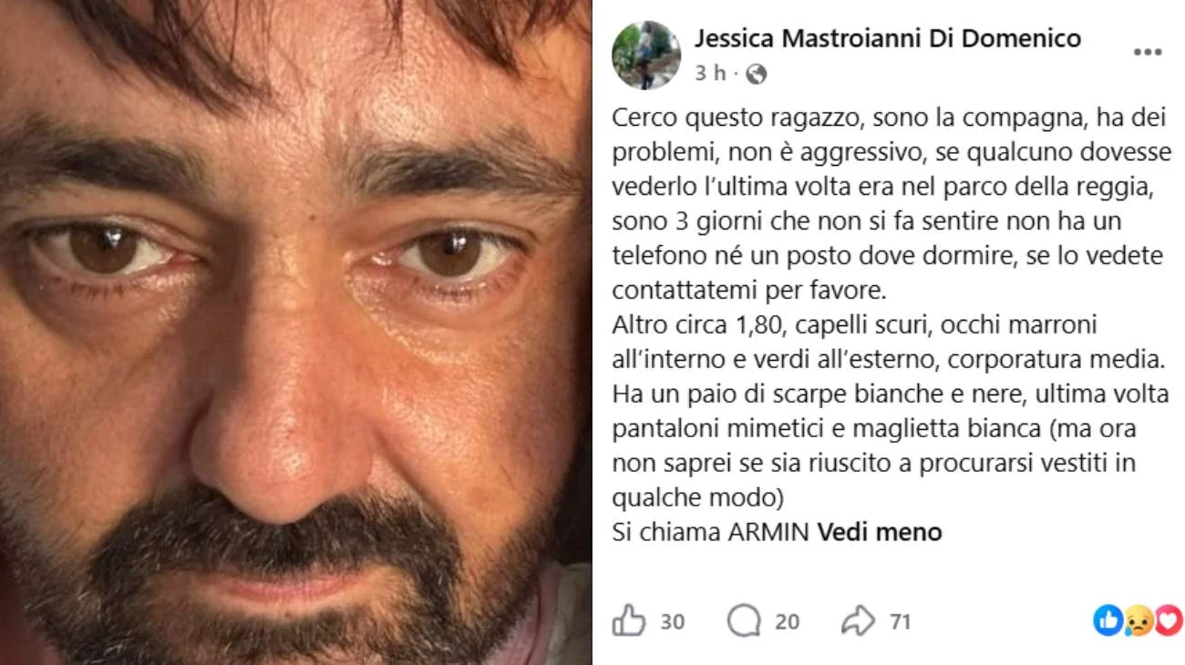 La descrizione dell'uomo scomparso