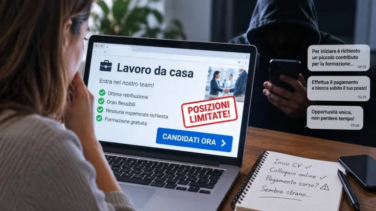 Truffa del falso annuncio di lavoro (Immagine generata dall'AI) - Tuttonotizie.eu